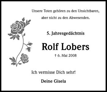 Anzeige von Rolf Lobers von Kölner Stadt-Anzeiger / Kölnische Rundschau / Express