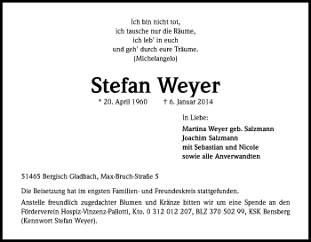 Traueranzeigen Von Stefan Weyer WirTrauern