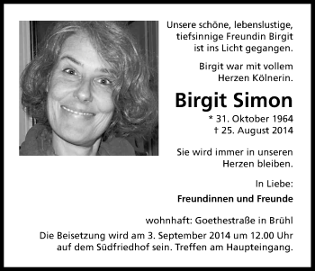 Traueranzeigen Von Birgit Simon WirTrauern