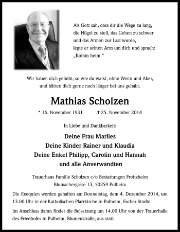 Traueranzeigen Von Mathias Scholzen Wirtrauern