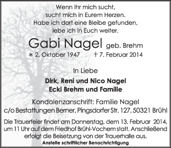 Traueranzeigen Von Gabi Nagel WirTrauern