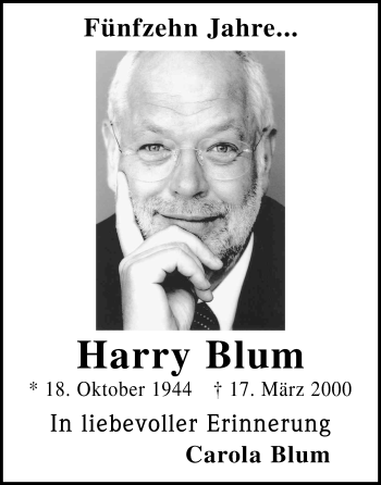 Harry Blum, Traueranzeige, Zeitungsgruppe Köln, Gedenkkerzen, Kondolenzen, ...