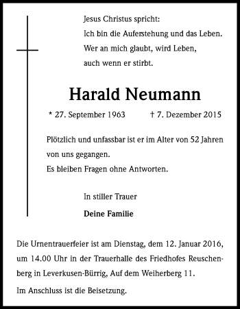 Traueranzeigen Von Harald Neumann WirTrauern