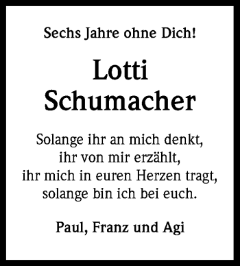 Traueranzeigen Von Lotti Schumacher Wirtrauern