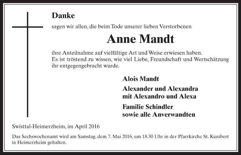 Traueranzeigen Von Anne Mandt WirTrauern