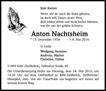 Traueranzeigen Von Anton Nachtsheim Wirtrauern