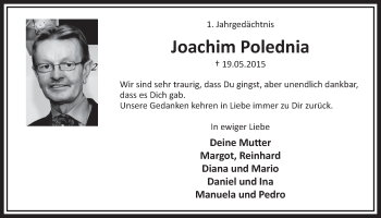 Traueranzeigen Von Joachim Polednia Wirtrauern