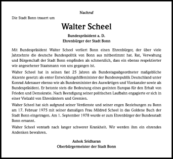 Traueranzeigen Von Walter Scheel Wirtrauern