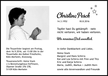 Traueranzeigen Von Christina Pesch WirTrauern