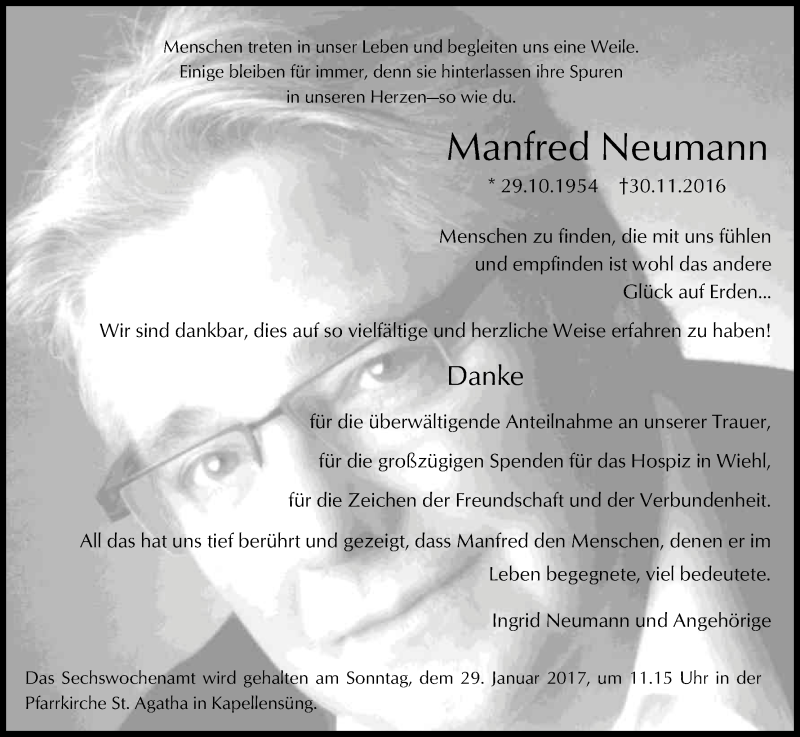 Traueranzeigen Von Manfred Neumann Wirtrauern