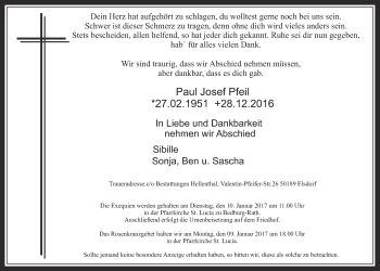 Traueranzeigen Von Paul Josef Pfeil WirTrauern