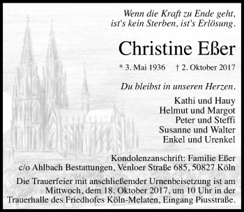 Traueranzeigen Von Christine E Er Wirtrauern