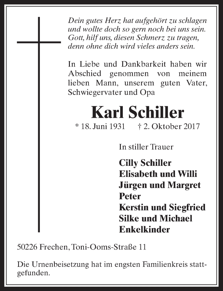 Traueranzeigen Von Karl Schiller WirTrauern