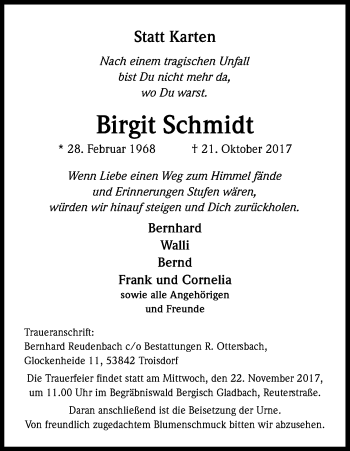 Traueranzeigen Von Birgit Schmidt Wirtrauern