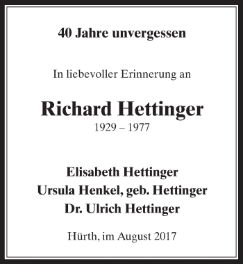 Traueranzeigen Von Richard Hettinger Wirtrauern