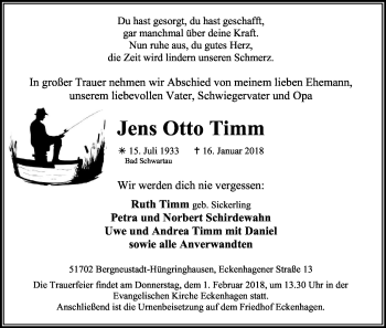 Traueranzeigen Von Jens Otto Timm Wirtrauern