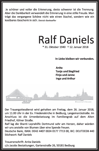 Traueranzeigen Von Ralf Daniels WirTrauern