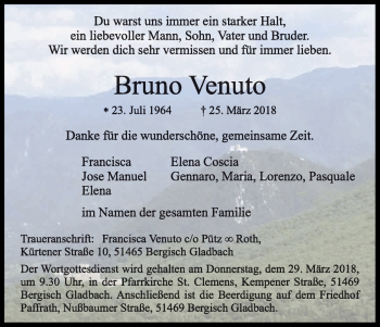 Traueranzeigen Von Bruno Venuto WirTrauern