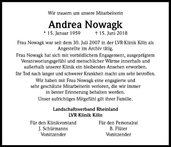 Traueranzeigen Von Andrea Nowagk WirTrauern