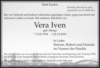 Traueranzeigen Von Vera Iven Wirtrauern