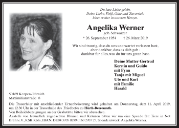 Traueranzeigen Von Angelika Werner WirTrauern