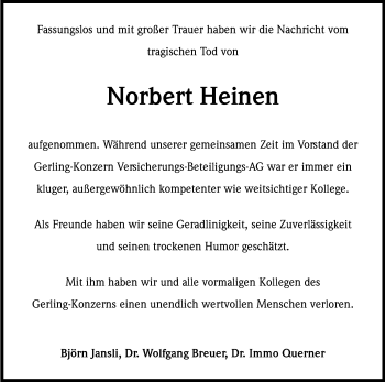 Traueranzeigen Von Norbert Heinen Wirtrauern