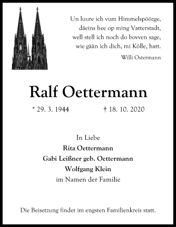 Traueranzeigen Von Ralf Oettermann WirTrauern