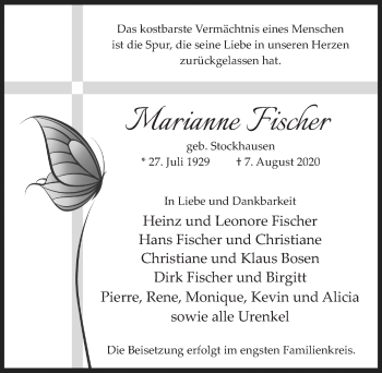 Traueranzeigen Von Marianne Fischer Wirtrauern