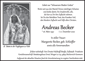 Traueranzeigen Von Andreas Becker WirTrauern