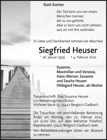 Traueranzeigen Von Siegfried Heuser WirTrauern