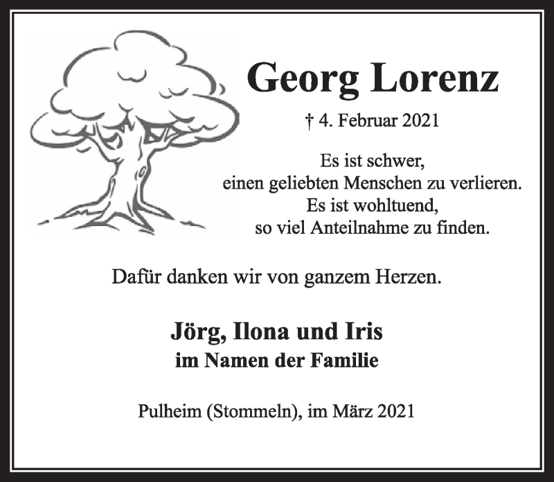 Traueranzeigen Von Georg Lorenz Wirtrauern