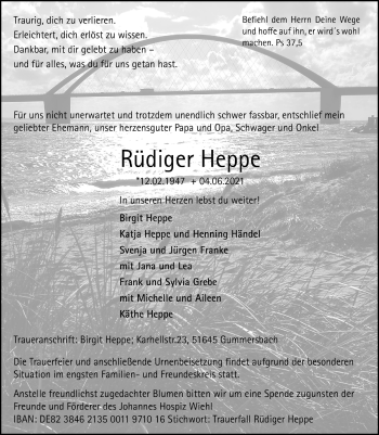 Traueranzeigen Von R Diger Heppe Wirtrauern