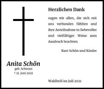 Anzeige von Anita Schön von Kölner Stadt-Anzeiger / Kölnische Rundschau / Express