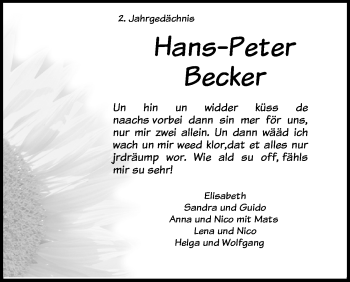 Traueranzeigen Von Hans Peter Becker WirTrauern