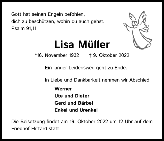 Traueranzeigen Von Lisa M Ller Wirtrauern