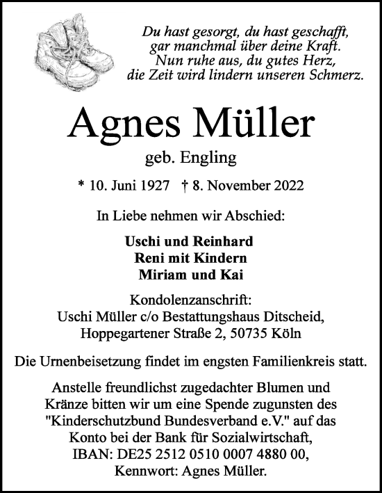 Traueranzeigen Von Agnes M Ller Wirtrauern