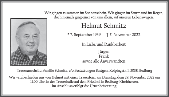 Traueranzeigen Von Helmut Schmitz Wirtrauern