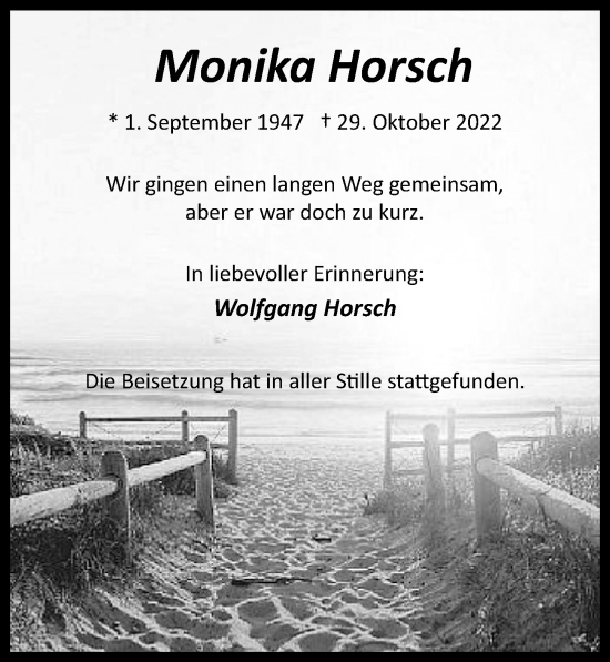 Traueranzeigen Von Monika Horsch Wirtrauern