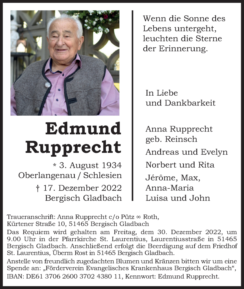 Traueranzeigen Von Edmund Rupprecht Wirtrauern