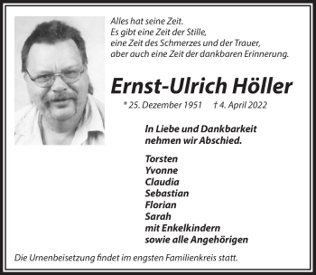 Traueranzeigen Von Ernst Ulrich H Ller Wirtrauern