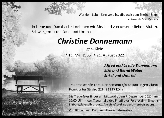 Traueranzeigen Von Christine Dannemann WirTrauern