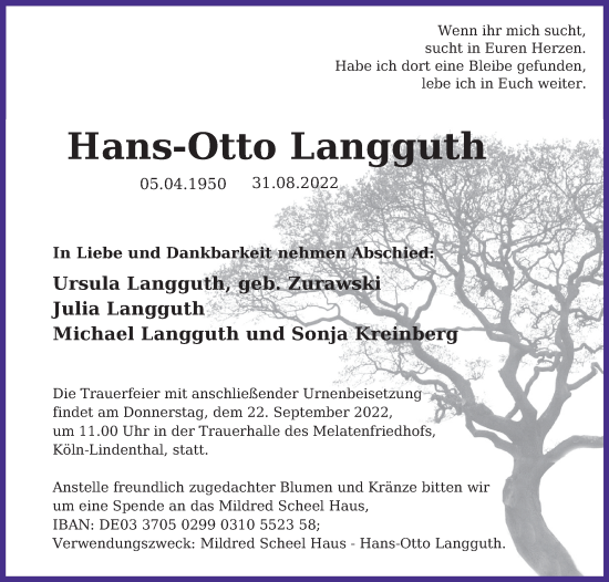 Traueranzeigen Von Hans Otto Langguth Wirtrauern