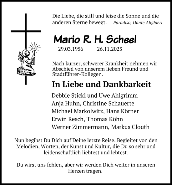 Traueranzeigen Von Mario R H Scheel Wirtrauern