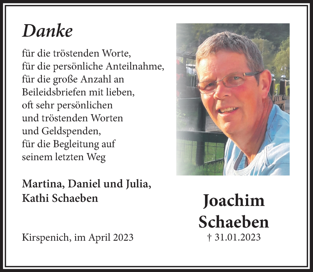 Traueranzeigen Von Joachim Schaeben WirTrauern