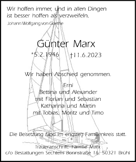 Traueranzeigen Von G Nter Marx Wirtrauern