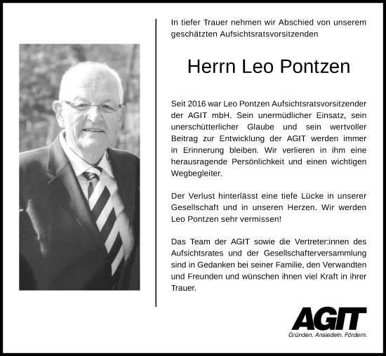 Anzeige von Leo Pontzen von Kölner Stadt-Anzeiger / Kölnische Rundschau / Express