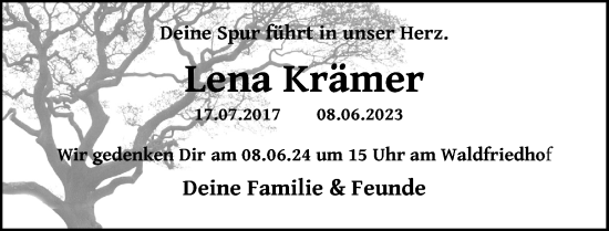 Traueranzeigen Von Lena Kr Mer Wirtrauern